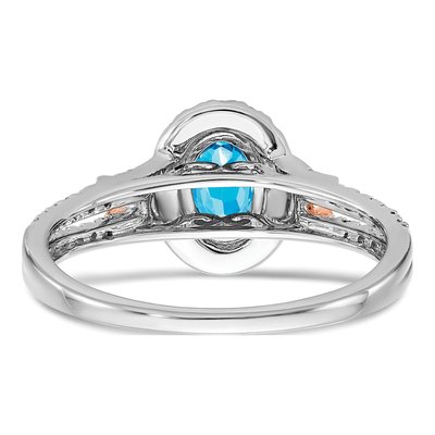 14K Two-Tone Gold 1/4 ct tw Swiss Blue Topaz & Diamond Halo Ring – view 5