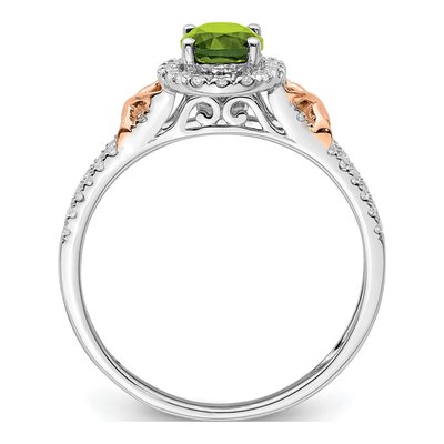 14K Two-Tone Gold 1/4 ct tw Peridot & Diamond Halo Ring – view 3