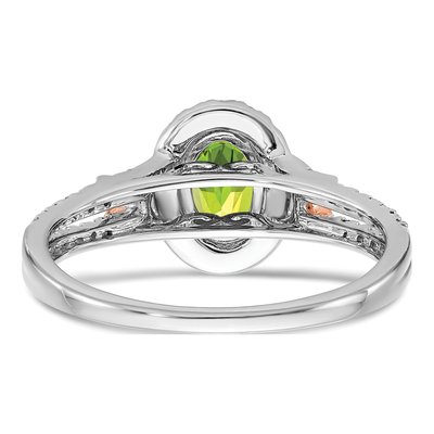 14K Two-Tone Gold 1/4 ct tw Peridot & Diamond Halo Ring – view 5