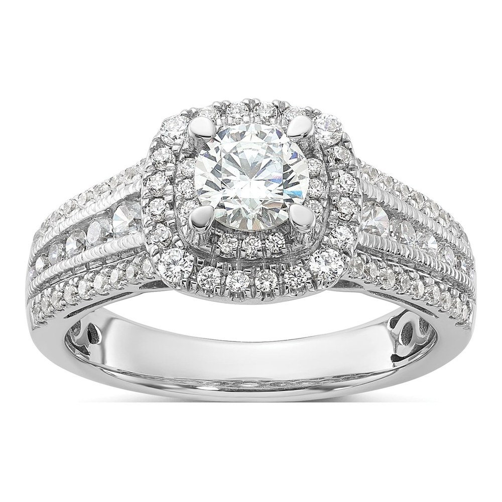 14K White Gold Diamond Engagement Ring Semi-Mount