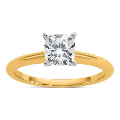 14K Two-Tone Gold Cushion Solitaire Ring Mounting