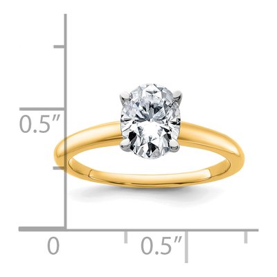 14K Two-Tone Gold Oval Solitaire Ring Mounting – view 3