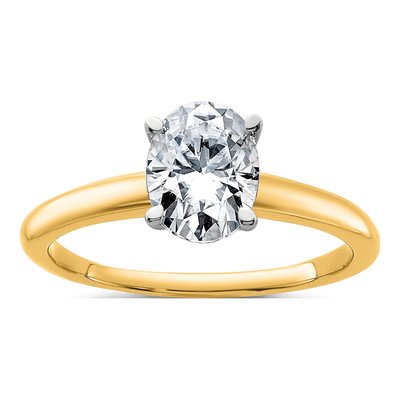 14K Two-Tone Gold Oval Solitaire Ring Mounting