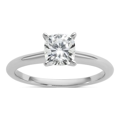 14K White Gold Cushion Solitaire Ring Mounting