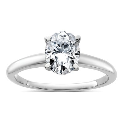 14K White Gold Oval Solitaire Ring Mounting