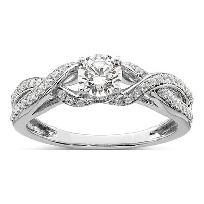 10K White Gold 3/4 ct tw Lab-Grown Diamond Twist Bypass Engagement Ring