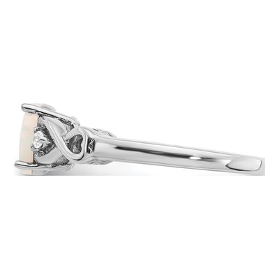 10K White Gold 1/20 ct tw Opal Diamond Ring – view 3