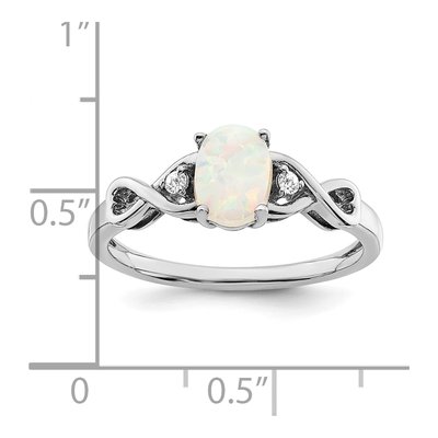 10K White Gold 1/20 ct tw Opal Diamond Ring – view 5
