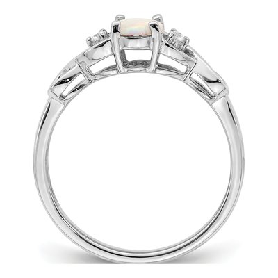 14K White Gold 1/20 ct tw Lab-Created Opal & Diamond Oval Ring – view 3