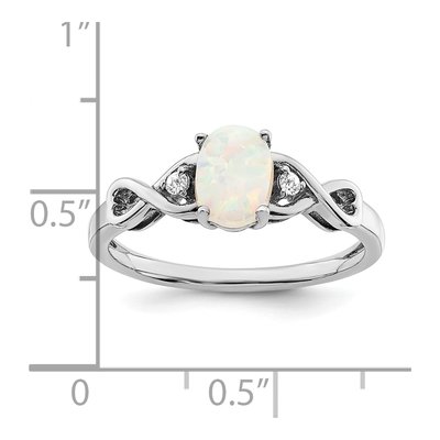 14K White Gold 1/20 ct tw Lab-Created Opal & Diamond Oval Ring – view 4