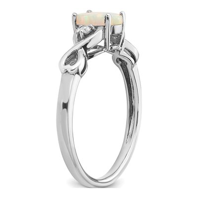 14K White Gold 1/20 ct tw Lab-Created Opal & Diamond Oval Ring – view 8