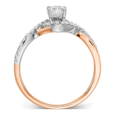 14K Two-Tone Gold Criss-Cross Engagement Ring Semi-Mount – view 2
