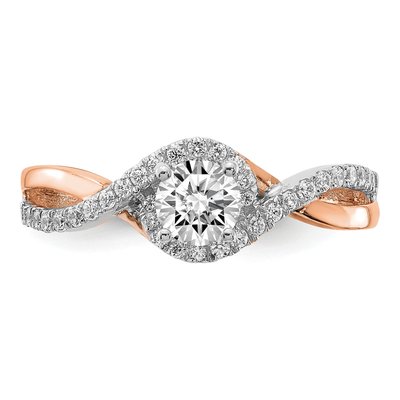 14K Two-Tone Gold Criss-Cross Engagement Ring Semi-Mount – view 4