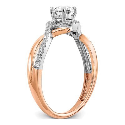 14K Two-Tone Gold Criss-Cross Engagement Ring Semi-Mount – view 6