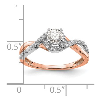 14K Two-Tone Gold Criss-Cross Engagement Ring Semi-Mount – view 7