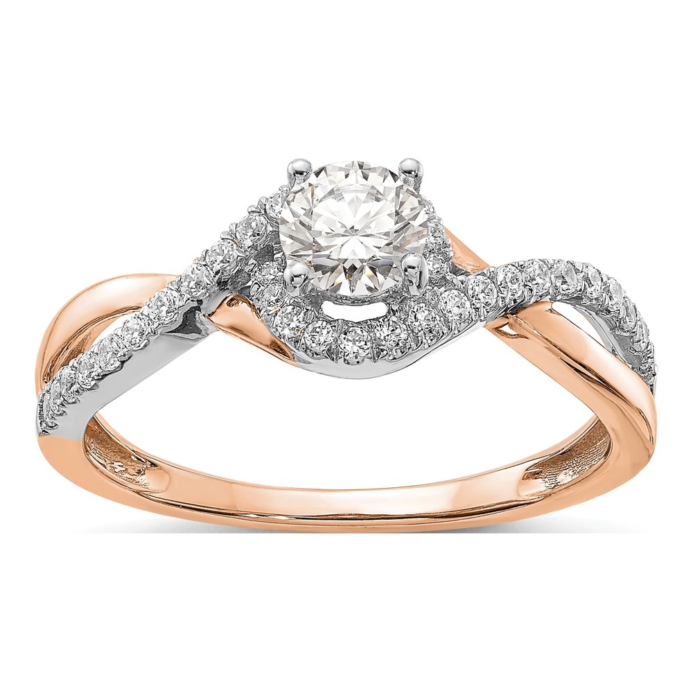 14K Two-Tone Gold Criss-Cross Engagement Semi-Mount