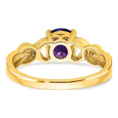 14K Two-Tone Gold 1/8 ct tw Amethyst & Diamond Round Ring – view 5