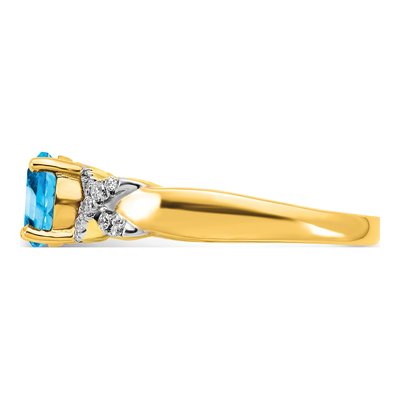 14K Two-Tone Gold 1/8 ct tw Swiss Blue Topaz & Diamond Ring – view 3