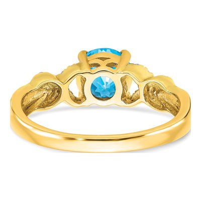14K Two-Tone Gold 1/8 ct tw Swiss Blue Topaz & Diamond Ring – view 5