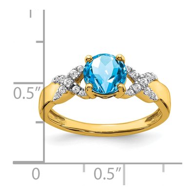 14K Two-Tone Gold 1/8 ct tw Swiss Blue Topaz & Diamond Ring – view 8
