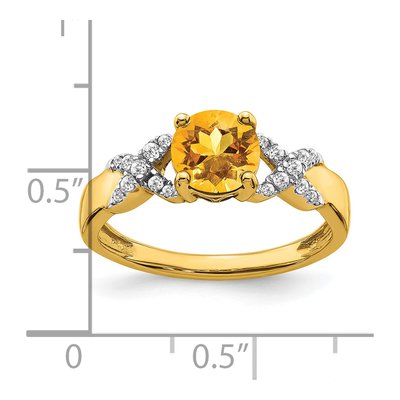 14K Two-Tone Gold 1/8 ct tw Citrine & Diamond Round Ring – view 2