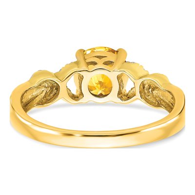 14K Two-Tone Gold 1/8 ct tw Citrine & Diamond Round Ring – view 5