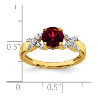 14K Two-Tone Gold 1/8 ct tw Garnet & Diamond Round Ring – view 2