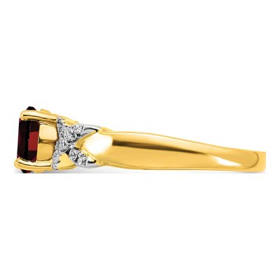 14K Two-Tone Gold 1/8 ct tw Garnet & Diamond Round Ring – view 3