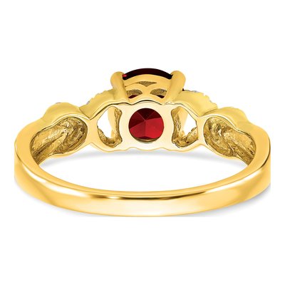 14K Two-Tone Gold 1/8 ct tw Garnet & Diamond Round Ring – view 5