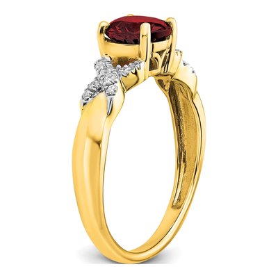 14K Two-Tone Gold 1/8 ct tw Garnet & Diamond Round Ring – view 6