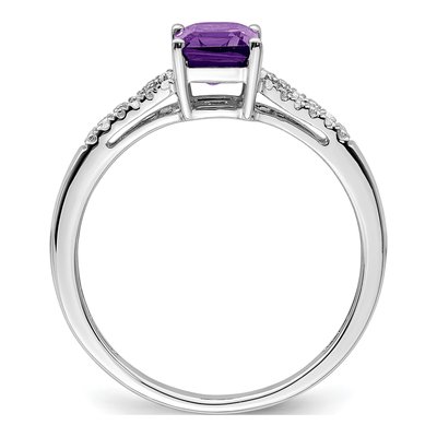 14K White Gold 1/20 ct tw Amethyst & Diamond Emerald-Cut Ring – view 2