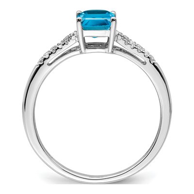 14K White Gold 1/20 ct tw Swiss Blue Topaz & Diamond Ring – view 2
