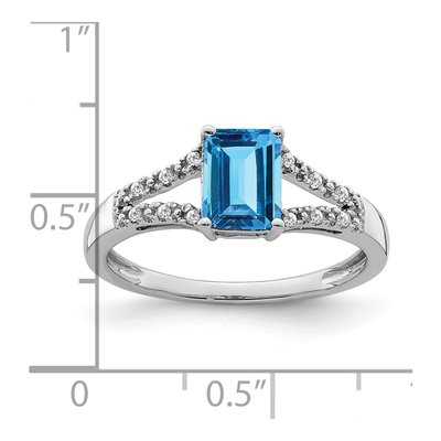 14K White Gold 1/20 ct tw Swiss Blue Topaz & Diamond Ring – view 3