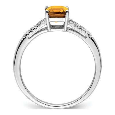14K White Gold 1/20 ct tw Citrine & Diamond Emerald-Cut Ring – view 2