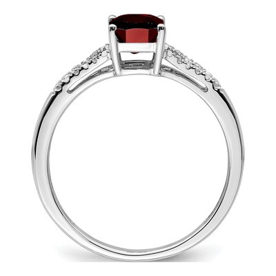 14K White Gold 1/20 ct tw Garnet & Diamond Emerald-Cut Ring – view 2