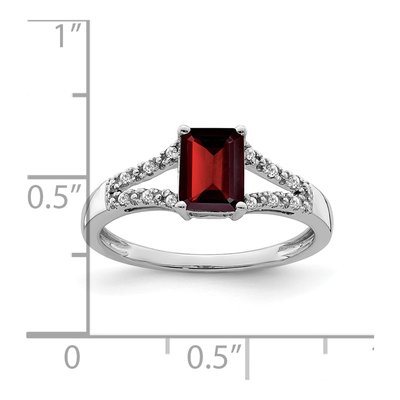 14K White Gold 1/20 ct tw Garnet & Diamond Emerald-Cut Ring – view 3