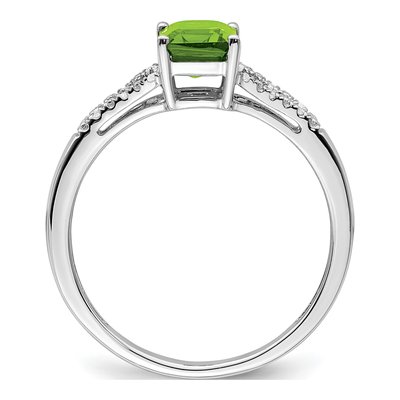 14K White Gold 1/20 ct tw Peridot & Diamond Emerald-Cut Ring – view 2