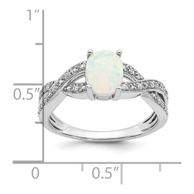 14K White Gold 1/15 ct tw Lab-Created Opal & Diamond Oval Ring – view 2