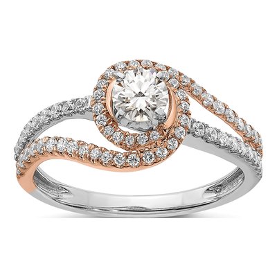 14K Two-Tone Gold Diamond Engagement Ring Semi-Mount