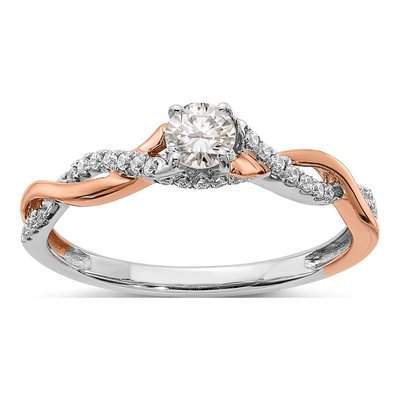 14K Two-Tone Gold Diamond Engagement Ring Semi-Mount