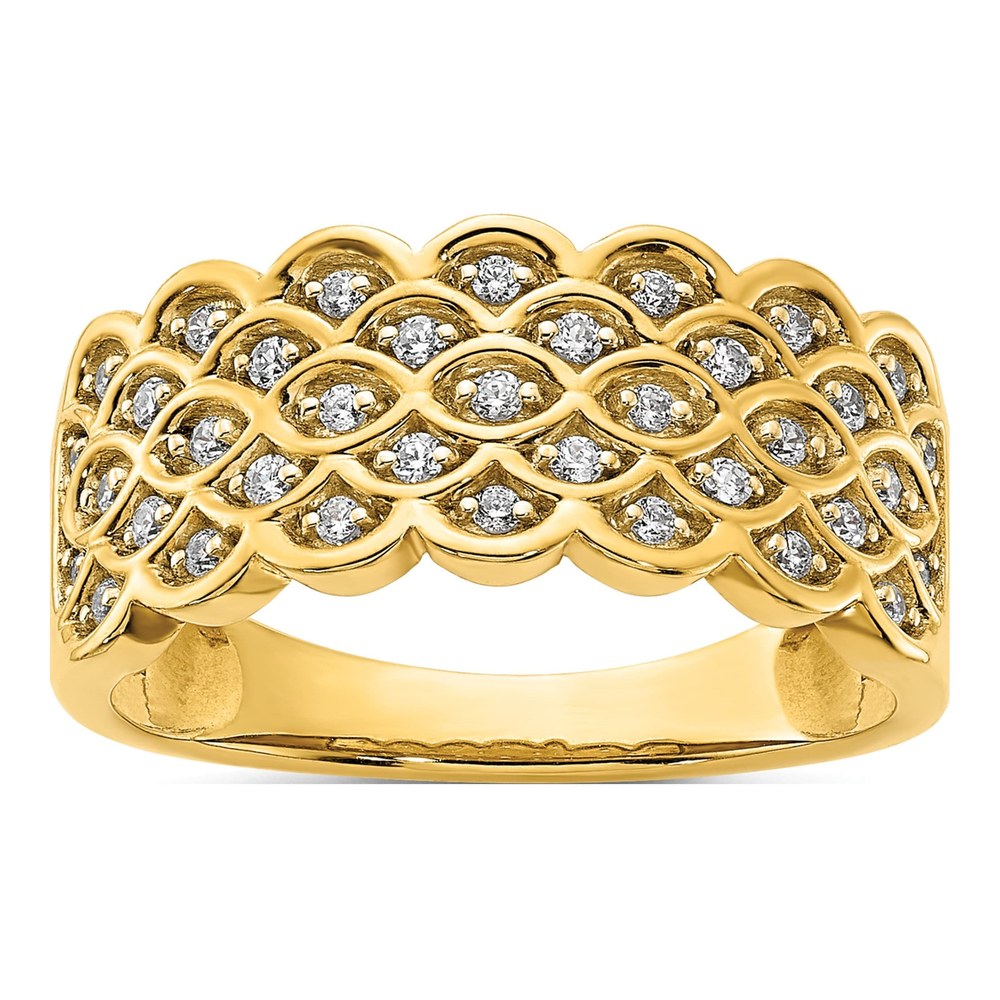 14K Yellow Gold Pave 1/4 ct Diamond Band, Size 7