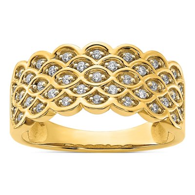 14K Yellow Gold 1/4 ct tw Diamond Pave Wedding Band