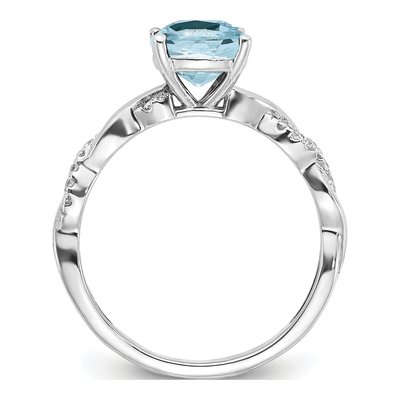 Sterling Silver 1/20 ct tw Aquamarine & Diamond Ring – view 2
