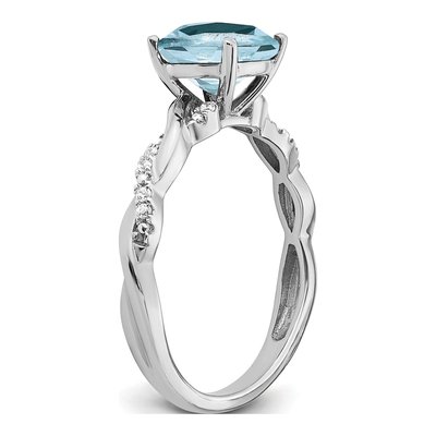Sterling Silver 1/20 ct tw Aquamarine & Diamond Ring – view 3
