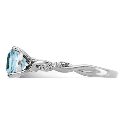 Sterling Silver 1/20 ct tw Aquamarine & Diamond Ring – view 4