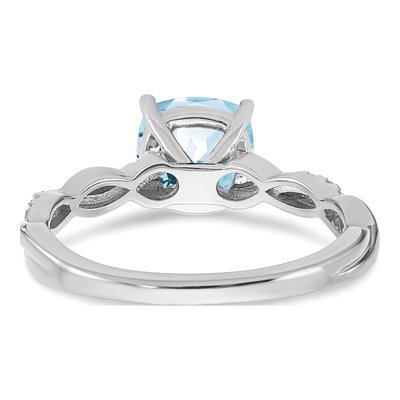 Sterling Silver 1/20 ct tw Aquamarine & Diamond Ring – view 6
