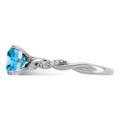 Sterling Silver 1/20 ct tw Swiss Blue Topaz & Diamond Ring – view 4