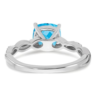 Sterling Silver 1/20 ct tw Swiss Blue Topaz & Diamond Ring – view 6
