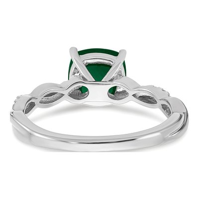 Sterling Silver 1/20 ct tw Lab-Created Emerald & Diamond Ring – view 7