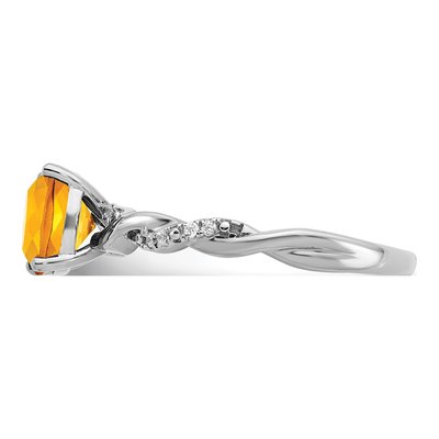 Sterling Silver 1/20 ct tw Citrine & Diamond Cushion Ring – view 4